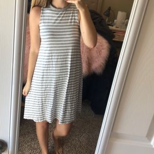 Grey and white striped dress